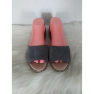 J Jill Women's Shoes Sz 7.5 Gray Open Toe D'orsay Suede Leather Slip On Sandals